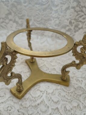 Vintage Ornate Brass Dragon Tripod Stand – Crystal Sphere or Bowl Riser